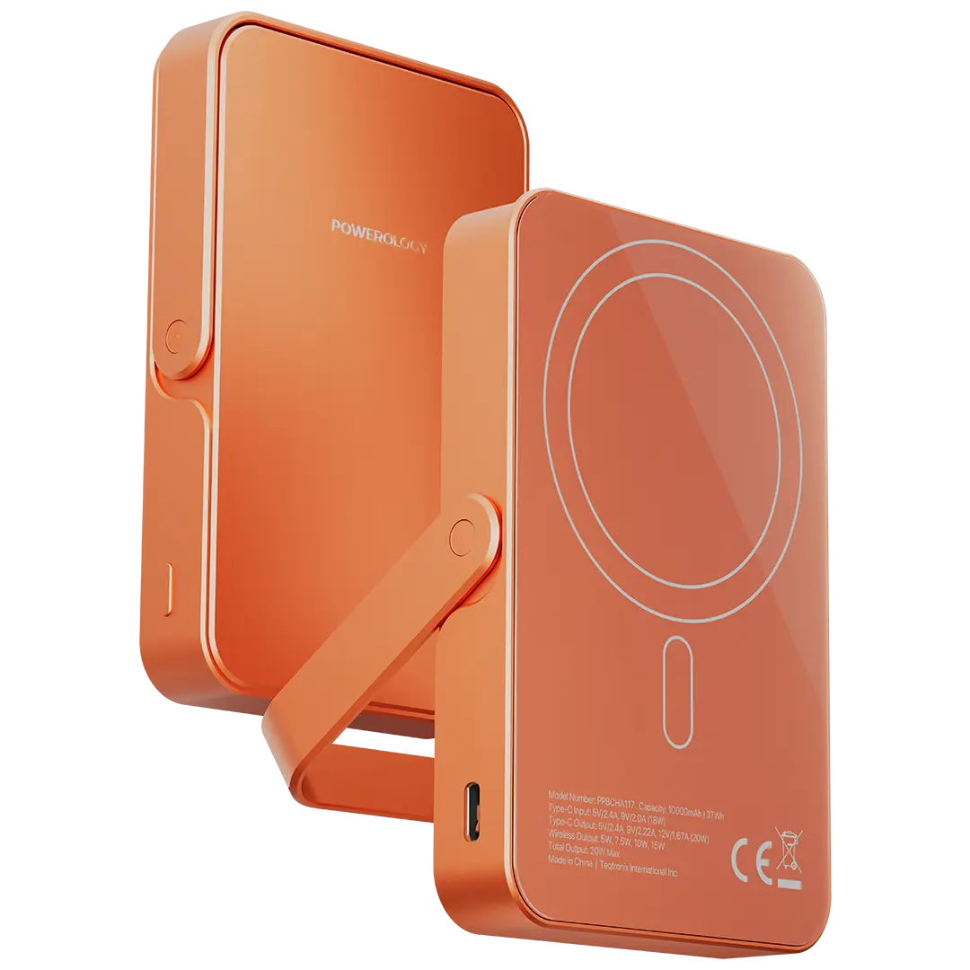 Powerology Spetemor 10000mAh Magsafe Power Glass Surface PD 20W - PPBCHA36OG - Orange