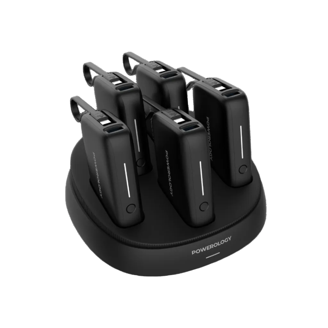 Powerology ×5 10000mAh Power Bank Station - PPBCHA48BK - Black