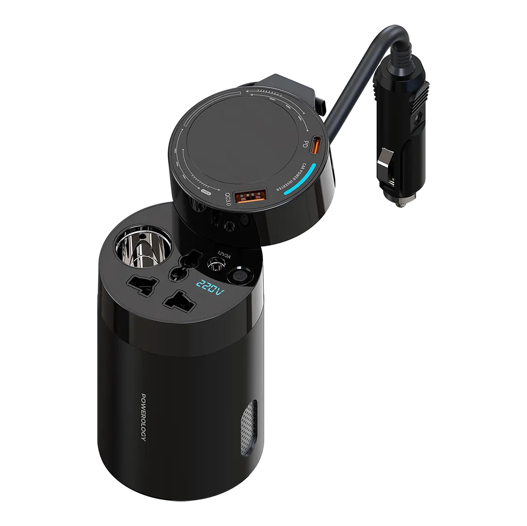 Powerology 200W Universal Car Power Inverter - Black