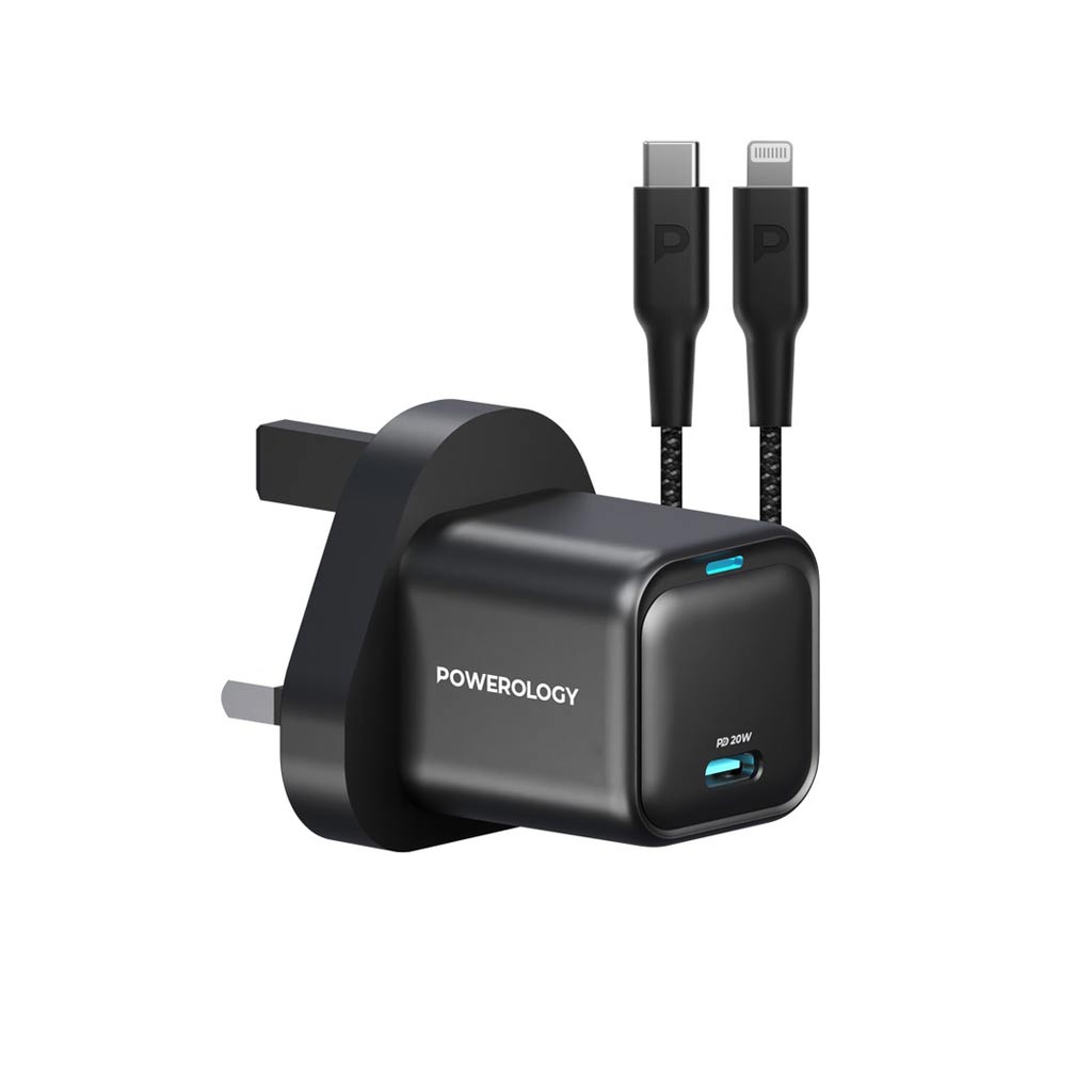 Powerology UK Ultra-Compact GaN Charger - PWCUQC016 - Black