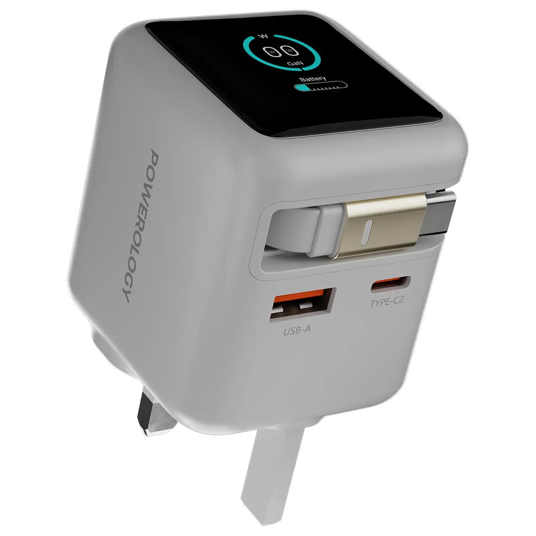 Powerology Halo Dual-Port GaN Charger - PWCUQC051GY - Gray