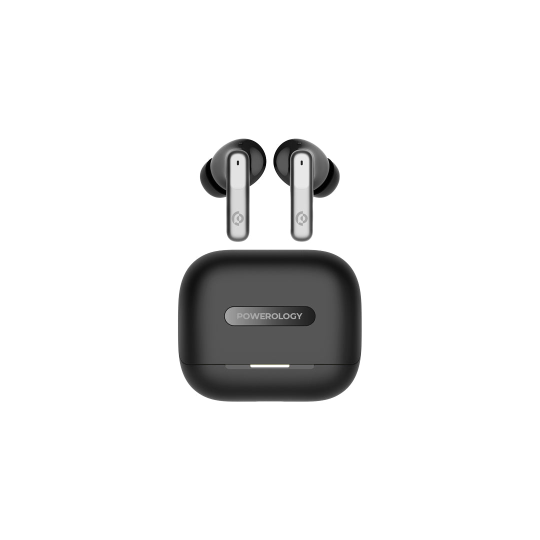 Powerology 6 Mic Hybrid ANC + ENC True Wireless Buds - PWLAU010-BK - Black
