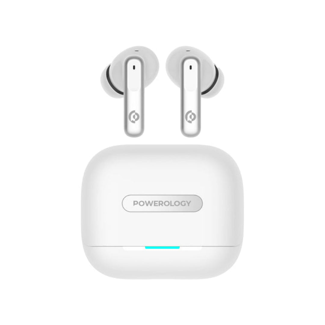 Powerology 6 Mic Hybrid ANC + ENC True Wireless Buds - PWLAU010-WH - White