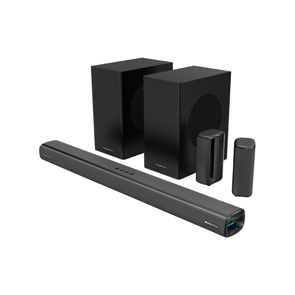 Powerology 5.2.4CH Dual Woofer Wireless Home Theater System - Black