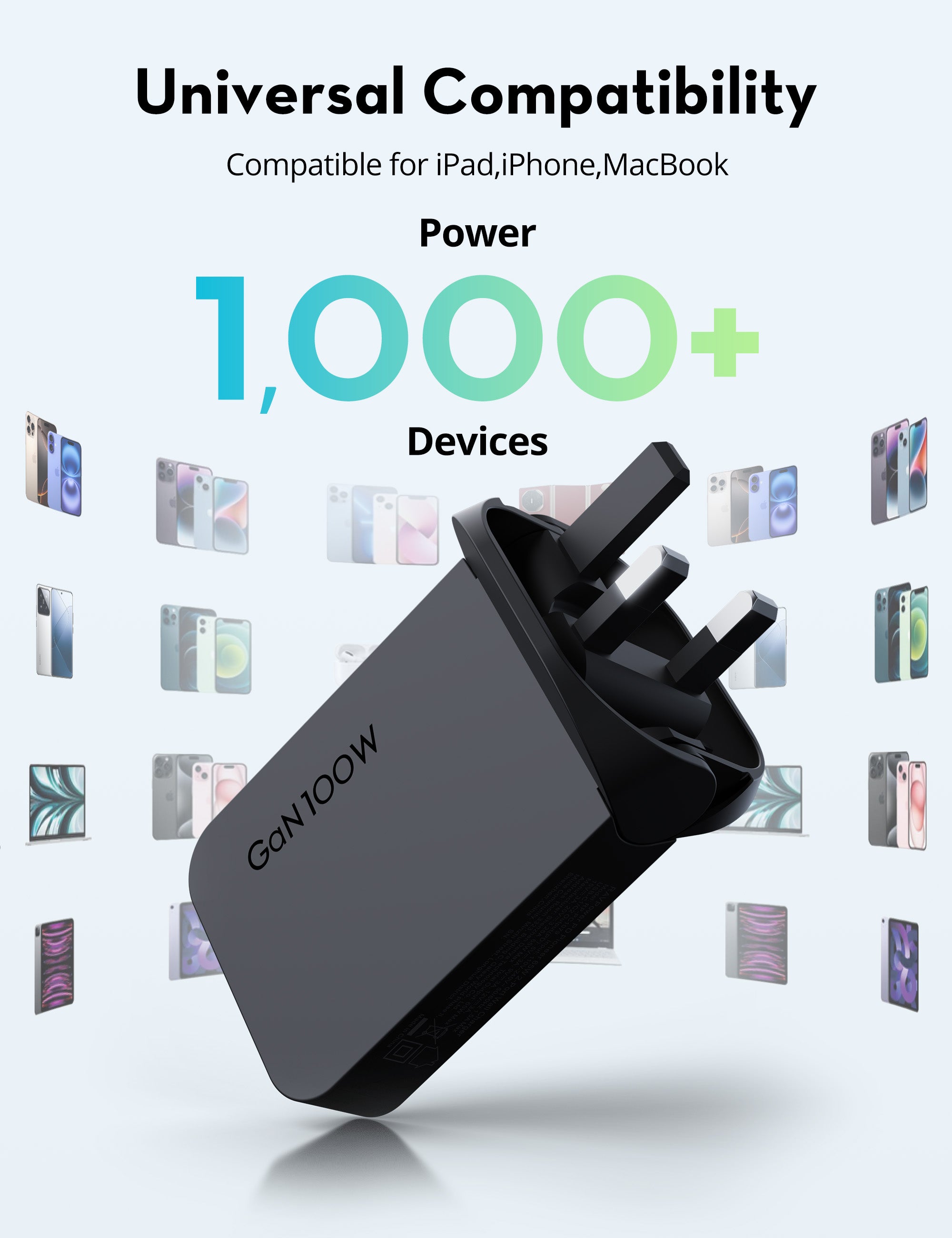 RAVPower GaN PD100W 2-Port Wall C Black - PC1095