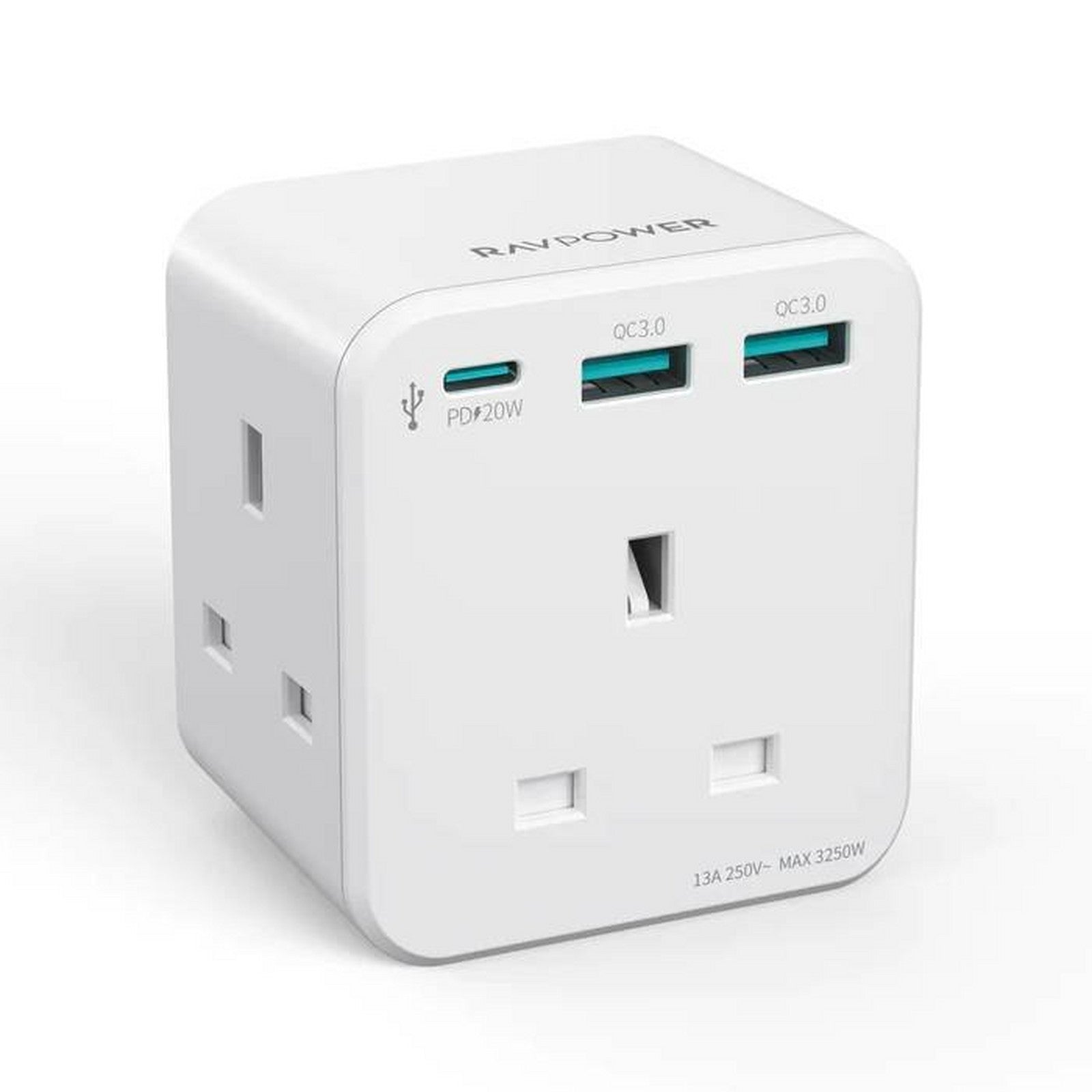 RAVPower PD 20W Wall Charger with UK plug in white