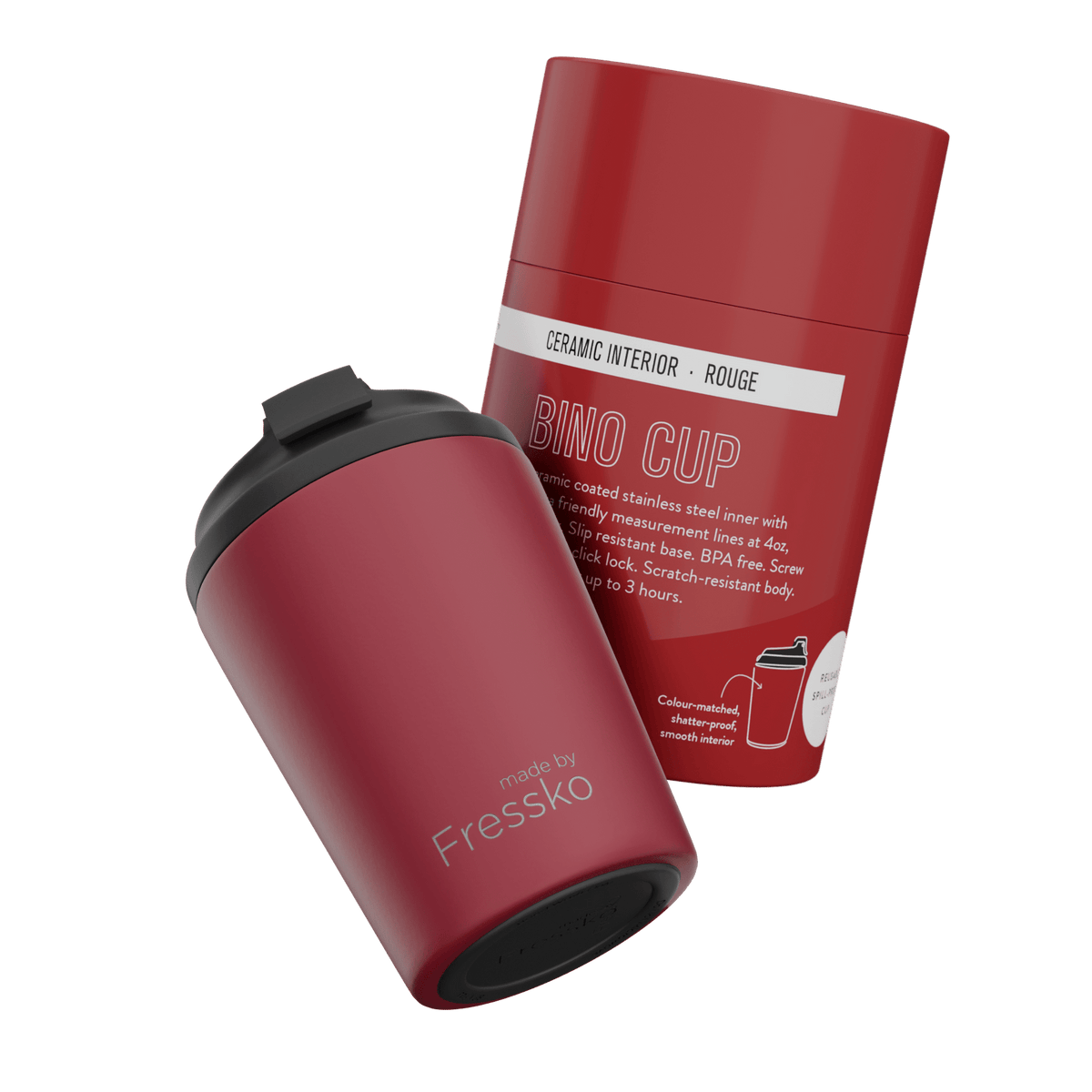 Fressko Bino 227ml / 8oz Cup - Ceramic - Rouge