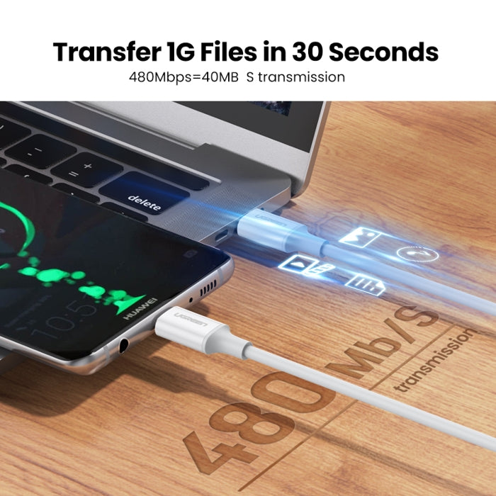 غطاء UGREEN USB C 2.0 CM/M ABS بطول 1.5 متر (أبيض)