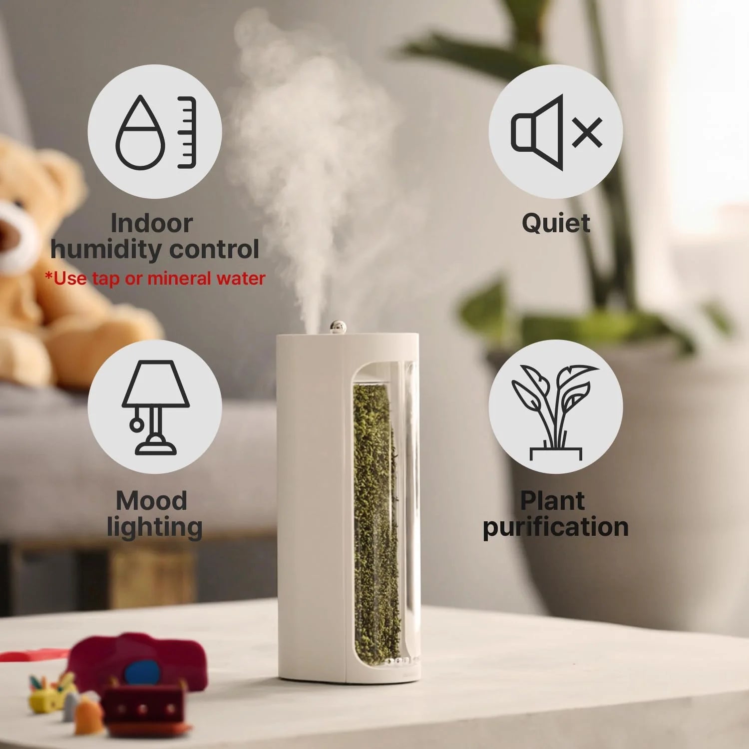 Moss Air - مرطّب الطحلب الحيّ + فلتر - أبيض