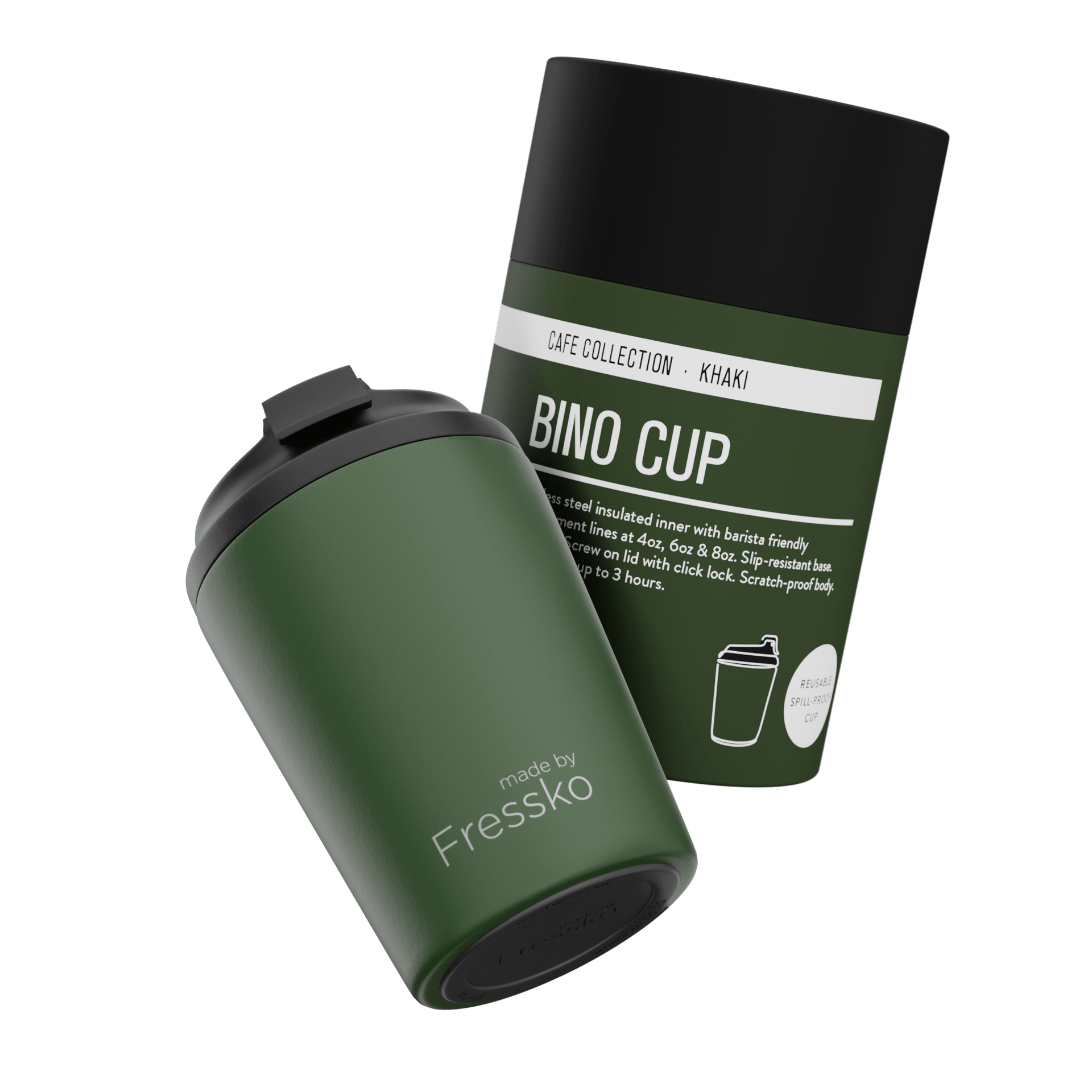 Fressko Bino 227ml / 8oz Cup - Stainless Steel - Khaki