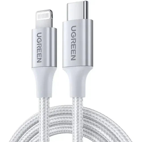 كابل يو جرين USB-C إلى Lightning M/M مضفر من الألومنيوم بطول 1 متر (فضي)US304