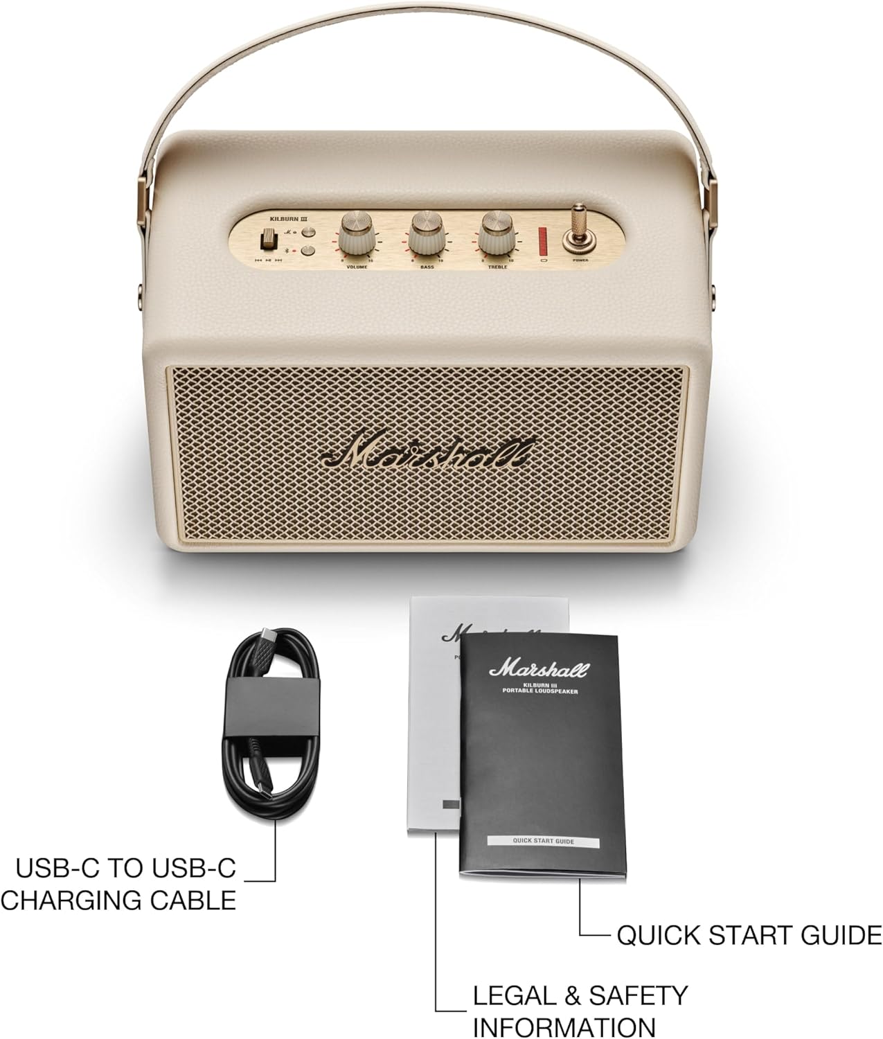 Marshall سماعة محمولة مدمجة لاسلكية بلوتوث - لون كريمي - KILBURN3-CRM 