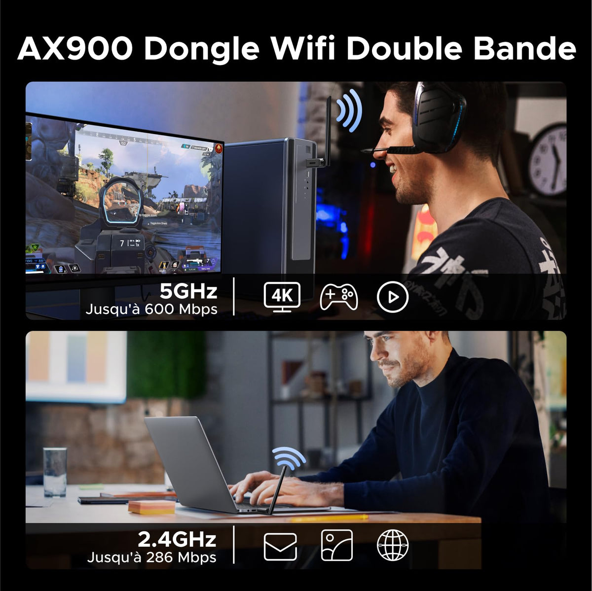 UGREEN محول واي فاي USB مزدوج التردد AX900 - CM762