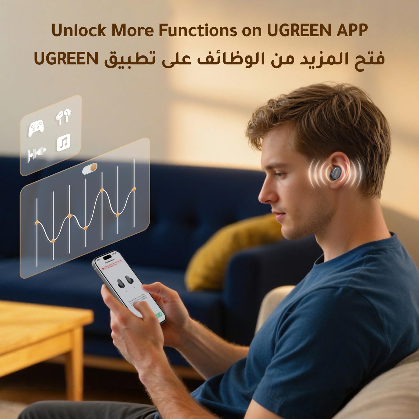 UGREEN Dots A3 wireless earbuds fit and controls