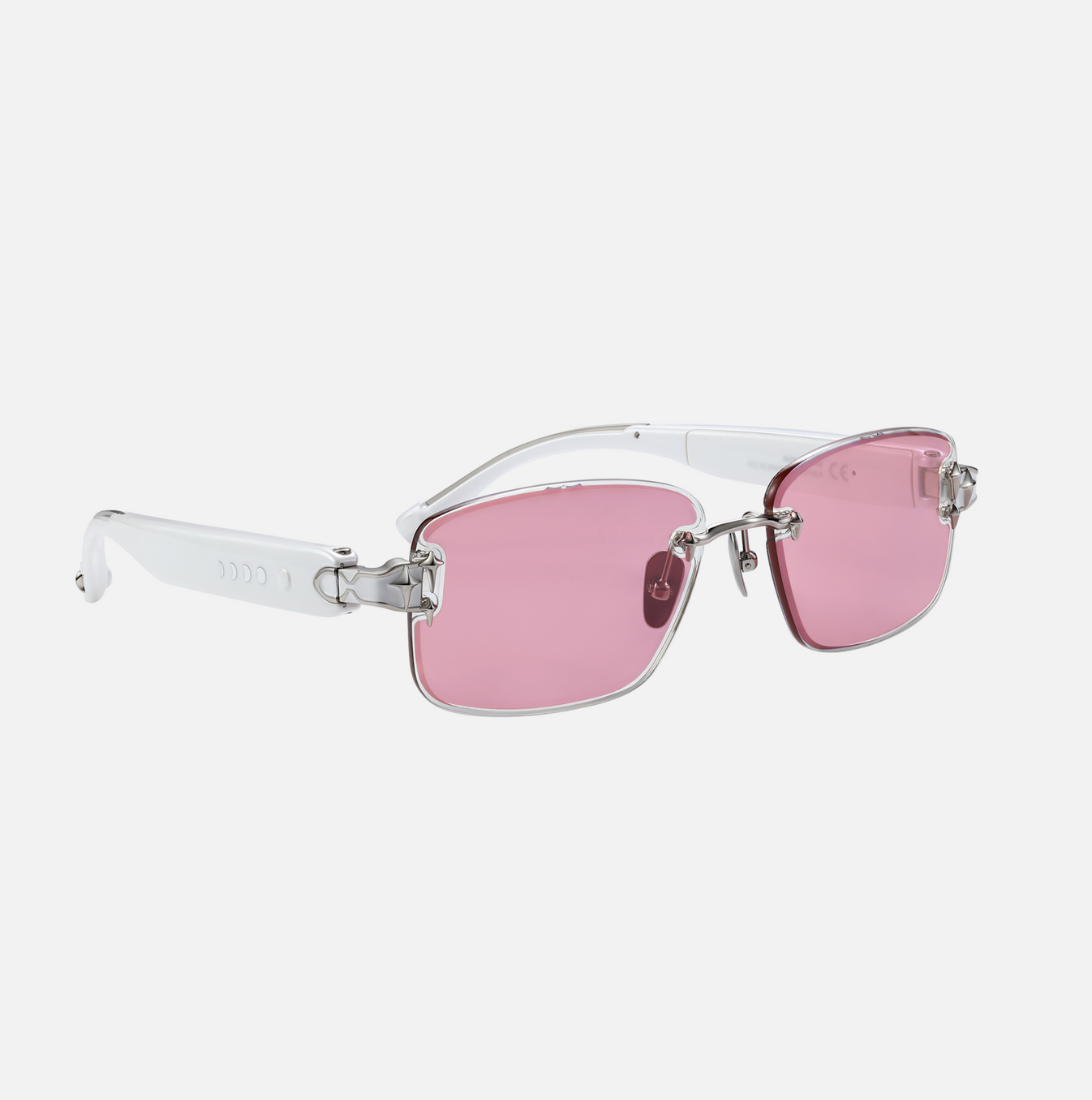 Chamelo Aura White Smart Glasses – Front View, White Frame with Built-in Speakers