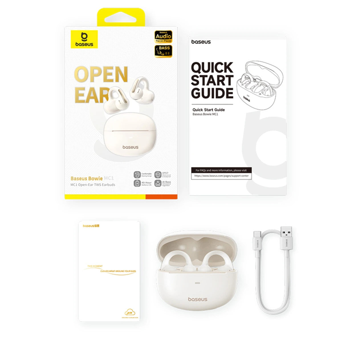 Baseus Bowie MC1 OL Open-Ear TWS Earbuds – White