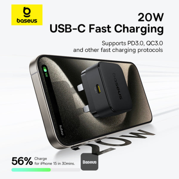 Baseus Palm 1C 20W Fast Charger – Black (UK)