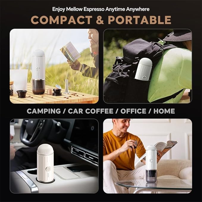 iCafilas 2-in-1 Portable Espresso Maker with Heating - White