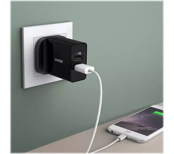 شاحن أنكر 24 وات بمنفذين USB - أسود