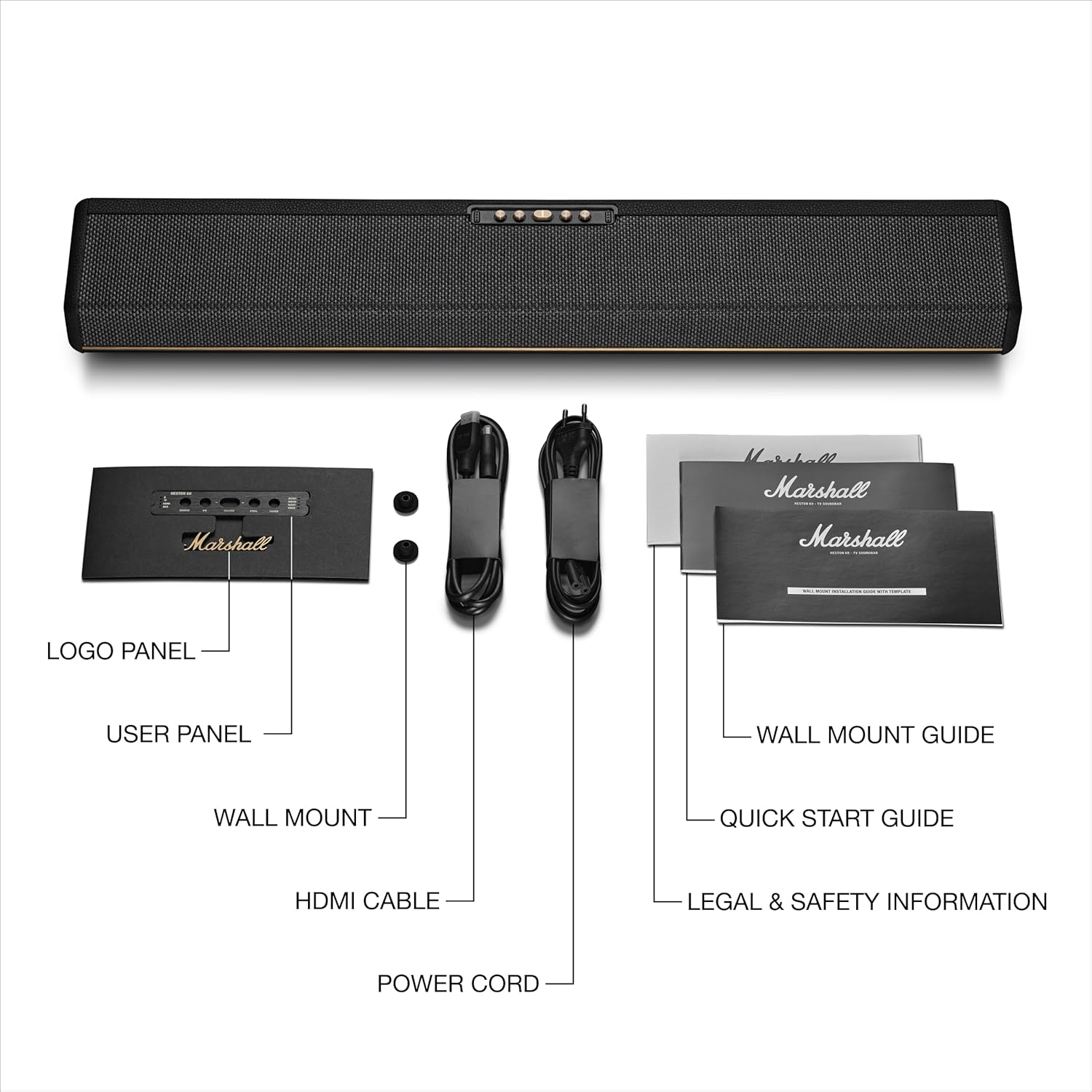 Marshall Heston60 TV Soundbar With Dolby Atoms-Black- HESTON60BLK