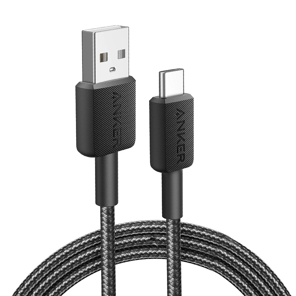 كابل Anker 322 USB-A إلى USB-C مضفر (1.8 متر/6 قدم) - أسود