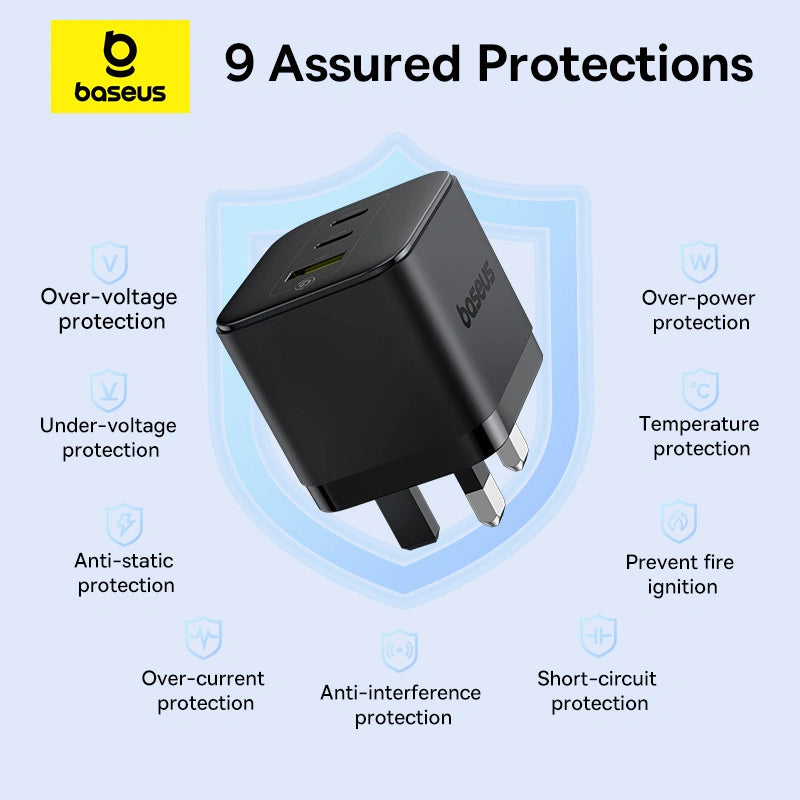 Baseus Palm 65W 2C+U Fast Charger – Black (UK)