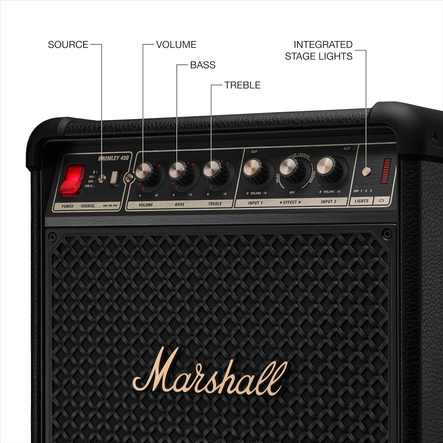 Marshall - Bromley 450 Portable Wireless Party Speaker with Bluetooth- Black-BROMLEY450