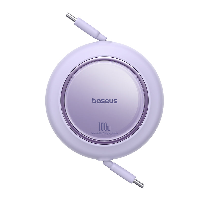 Baseus كيبل شحن USB-C إلى USB-C قابل للسحب Free2Pull Mini بقوة 100 واط وطول 1.5 متر - بنفسجي