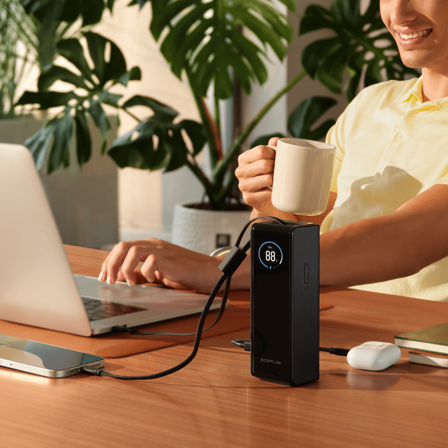 EcoFlow RAPID Power Bank (25,000mAh, 170W, 100W Built-In and Retractable Cables) - Black