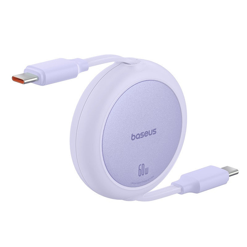 Baseus Free2Pull Mini 1m USB-C to USB-C 60W Charging Cable – Purple