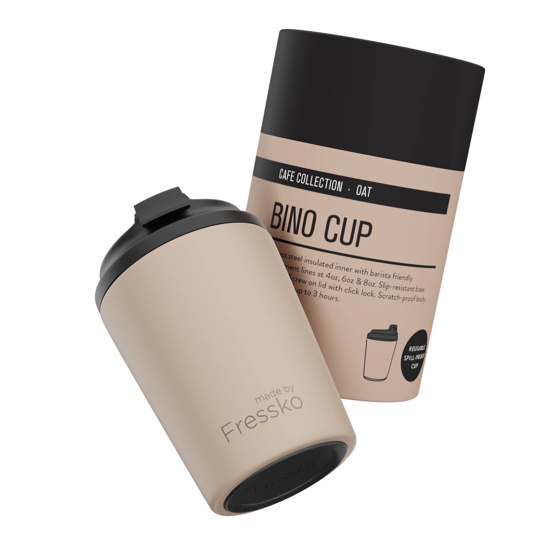 FRESSKO Bino 227ml / 8oz Cup - Stainless Steel - Oat