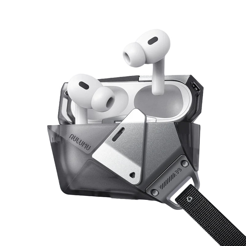 Aulumu كفر حماية A39 بتصميم هندسي لسماعات AirPods Pro 3 - رمادي