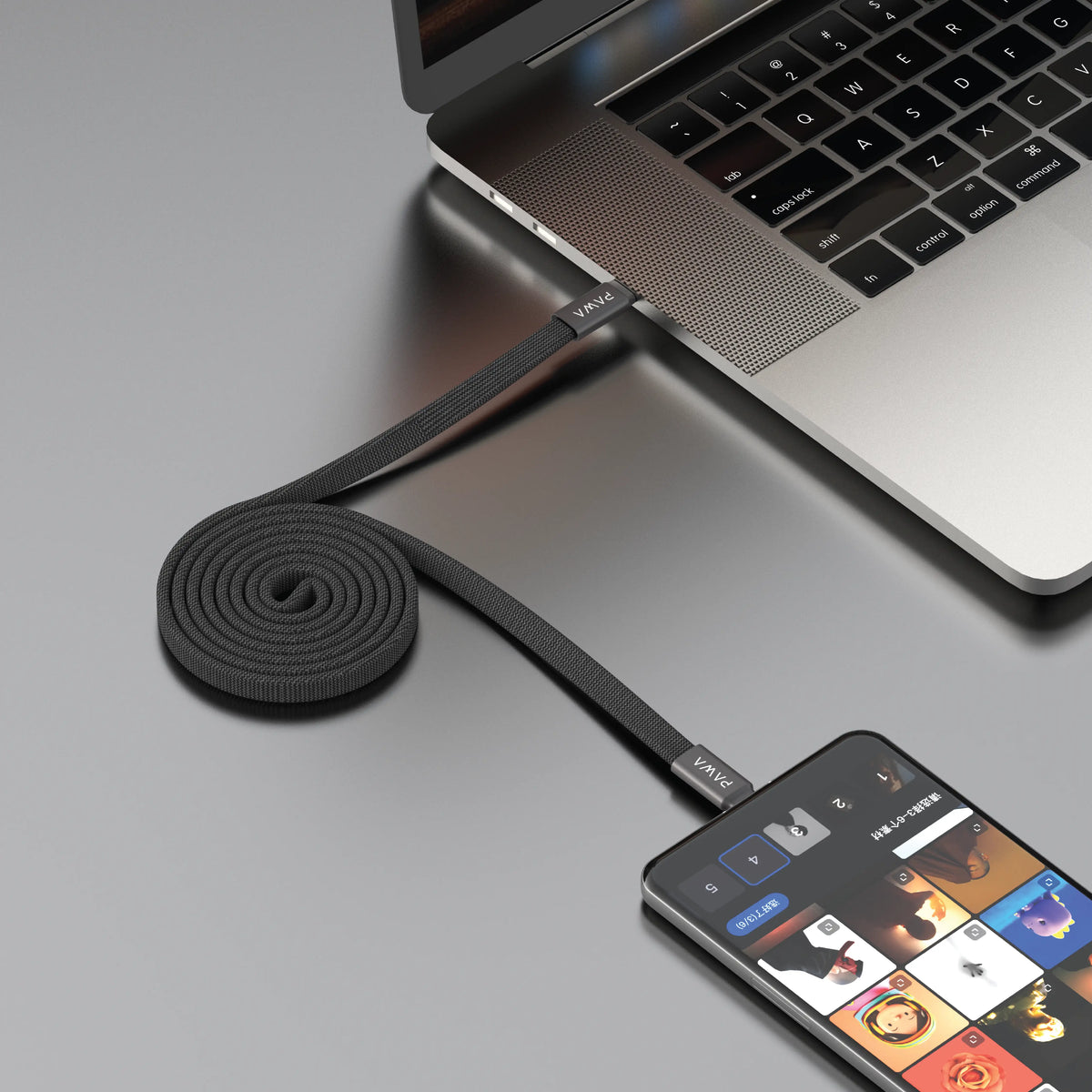 PAWA إيجنايت سينك كابل مغناطيسي مضفر Type-C إلى Type-C بقوة 240 واط - أسود