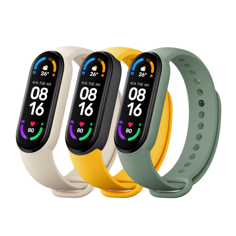 Xiaomi Mi Smart Band 6 Strap 3-Pack in yellow, white and green