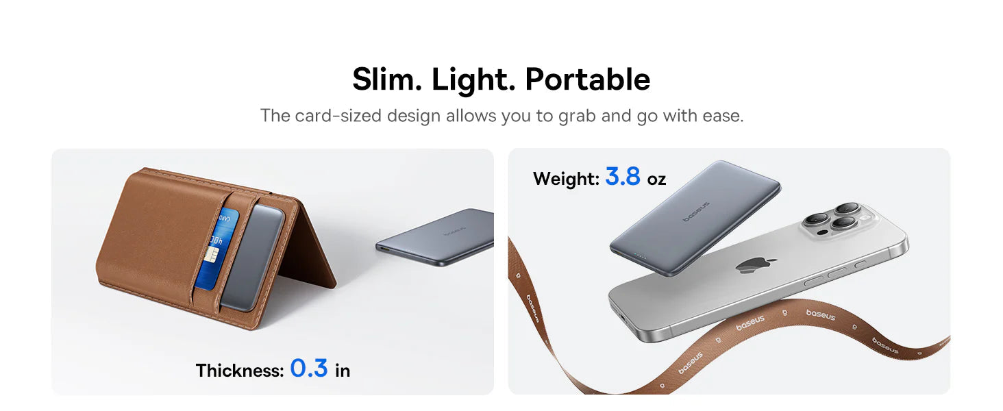 Baseus PicoGo AM41 Ultra-Slim Magnetic Power Bank 5000mAh 20W - P1007680C813-00 - Grey
