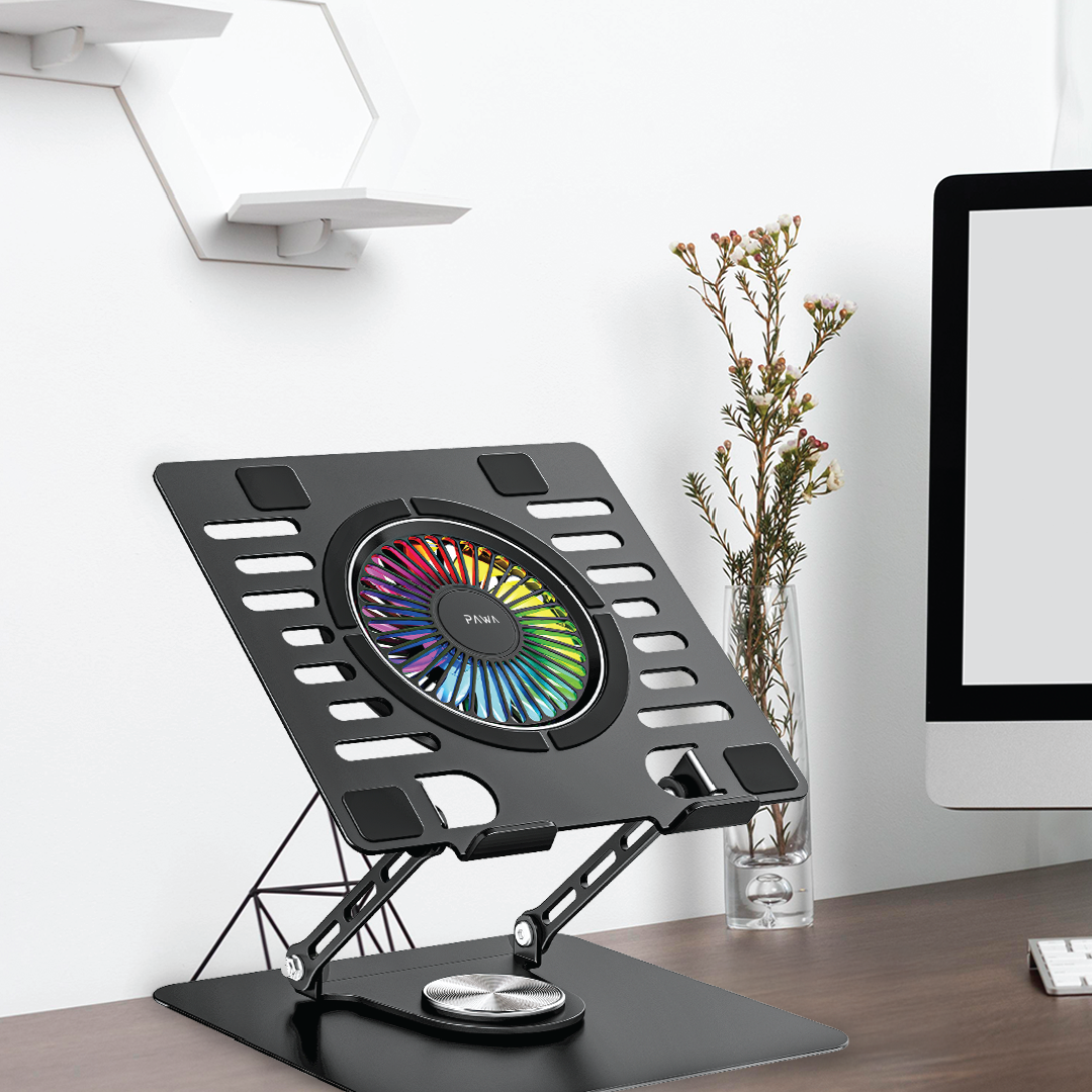 PAWA حامل تبريد لابتوب بإضاءة RGB - أسود