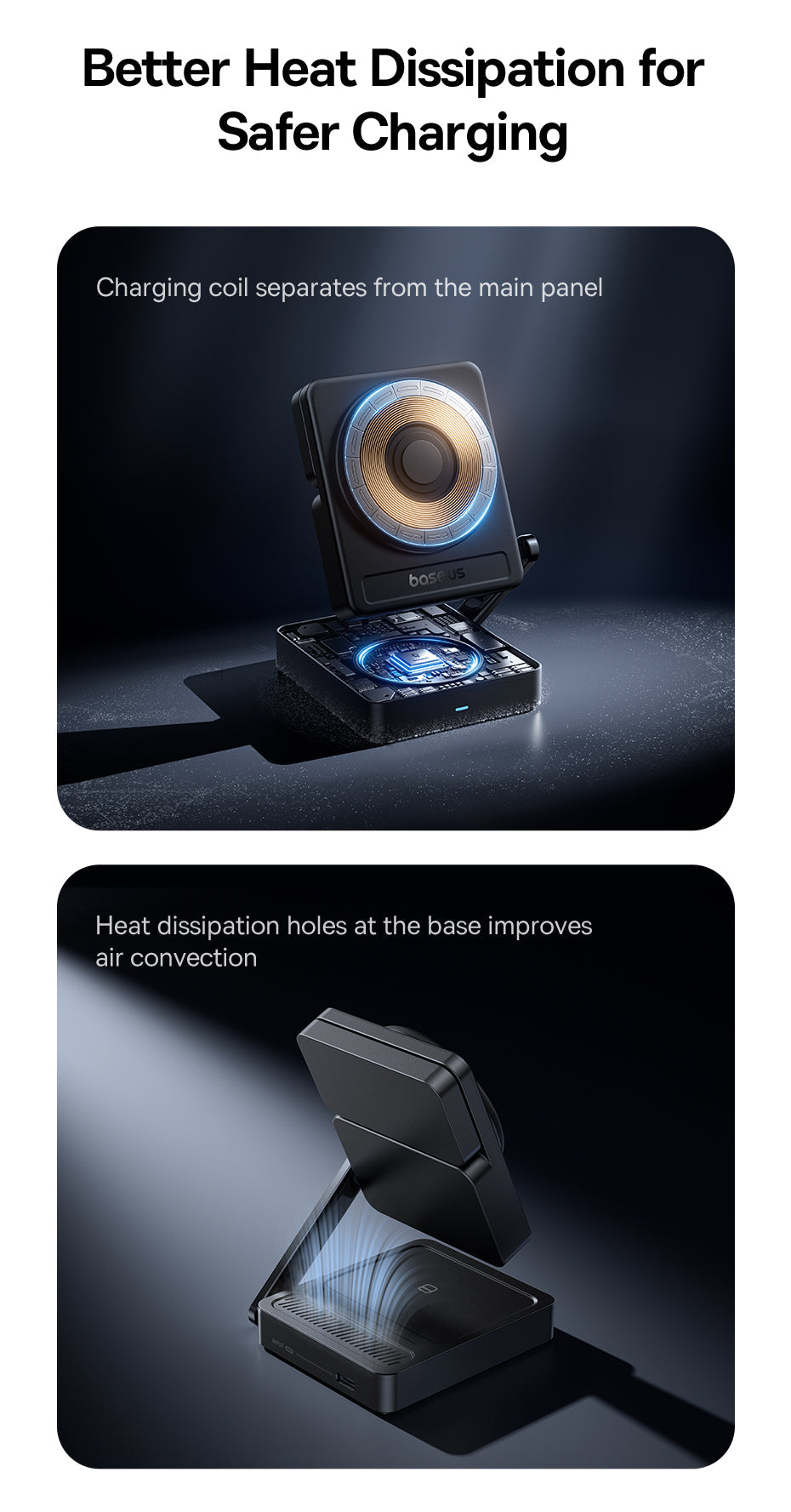 Baseus PicoGo AF21 Portable 3-in-1 Qi2.2 Wireless Charger 35W - E0205402 - Cosmic Black
