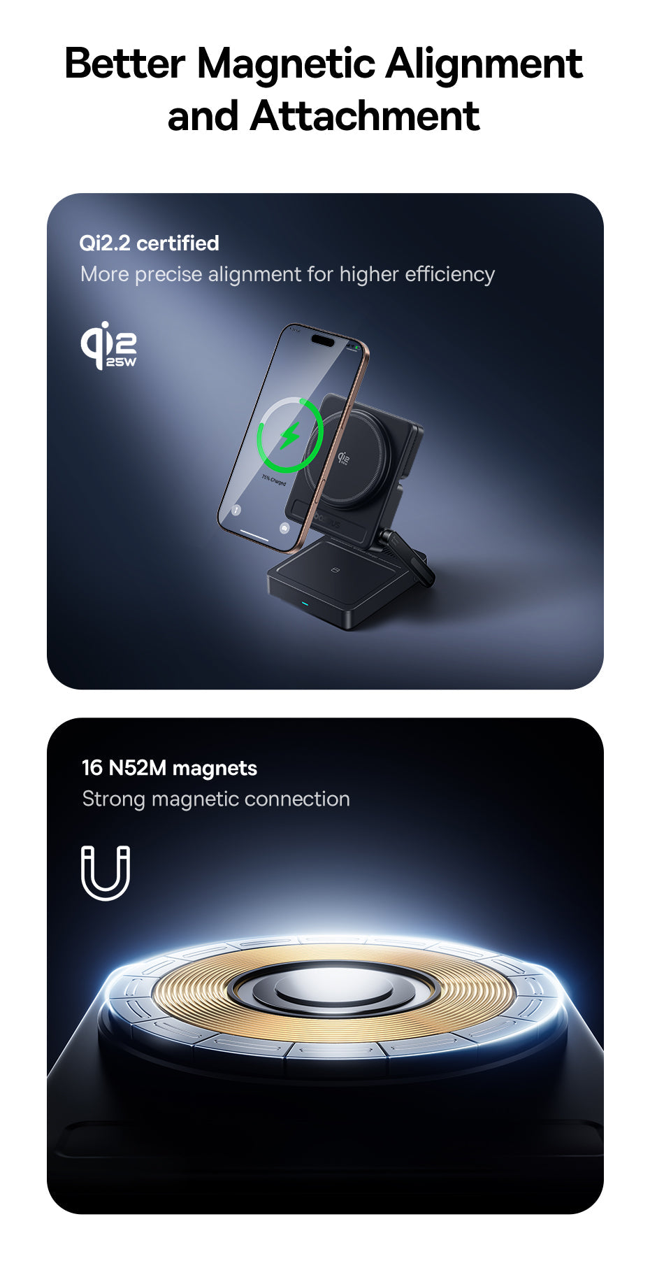 Baseus PicoGo AF21 Portable 3-in-1 Qi2.2 Wireless Charger 35W - E0205402 - Cosmic Black