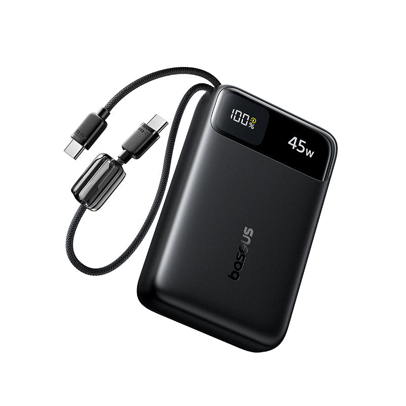 Baseus EnerFill FC11 Digital Display Power Bank with Dual Built-in USB-C Cables 20000mAh 45W - E0031100 - Cosmic Black