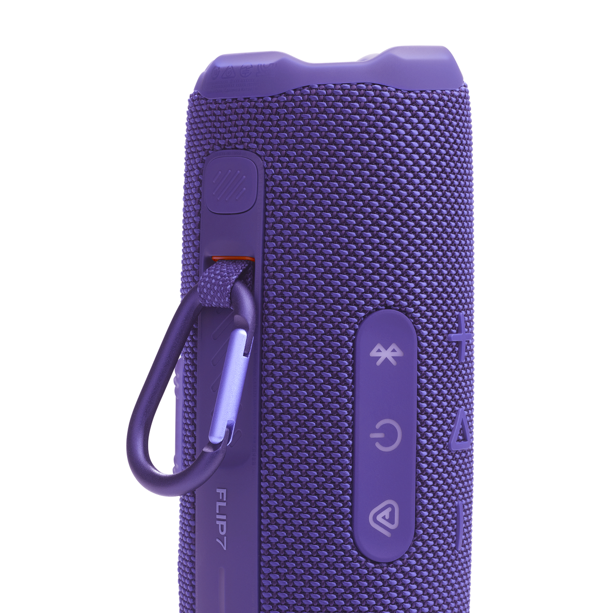 JBL Flip 7 purple push-button clip detail
