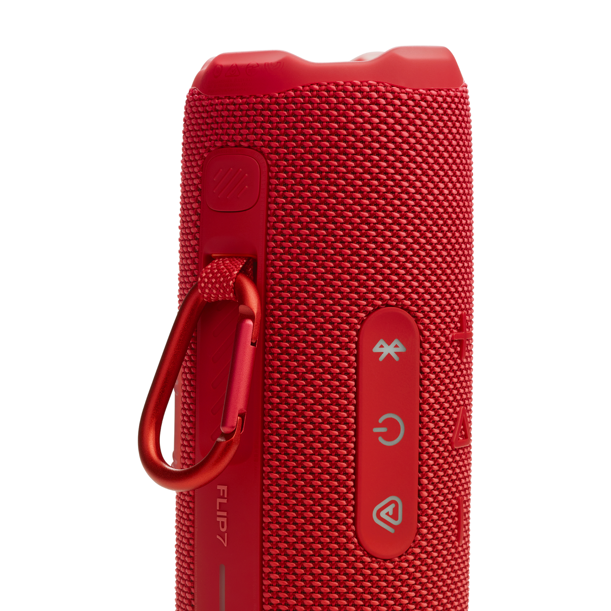 JBL Flip 7 red push-button clip detail