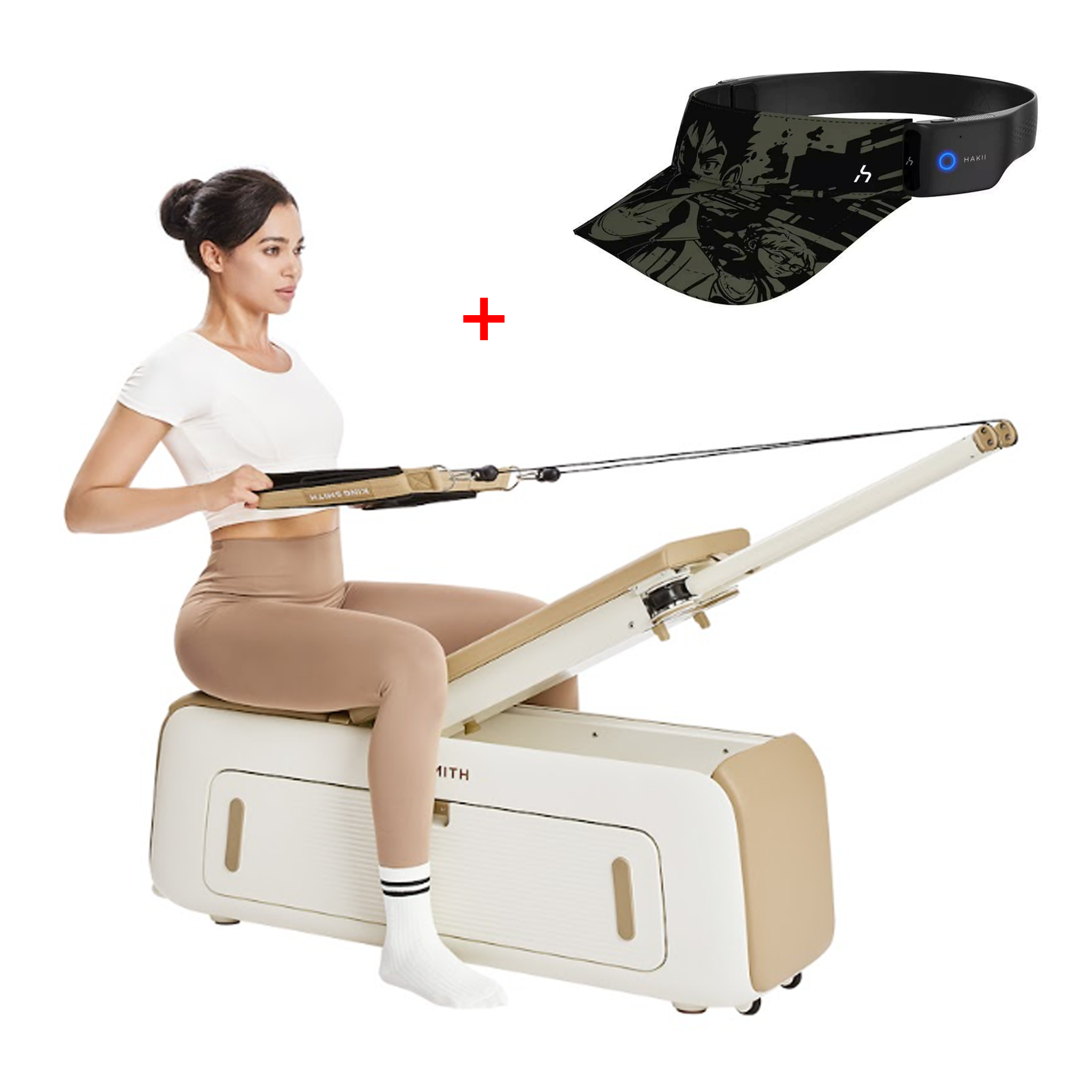 Kingsmith Multifunctional Fitness Bench B2 with resistance bands and dumbbells