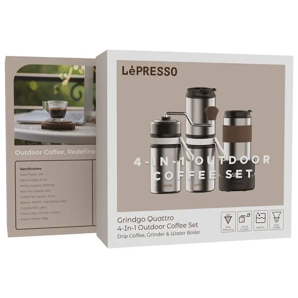 LePresso Grindo Quattro 4-In-1 Outdoor Coffee Set - LP4IN1OCFFSSL