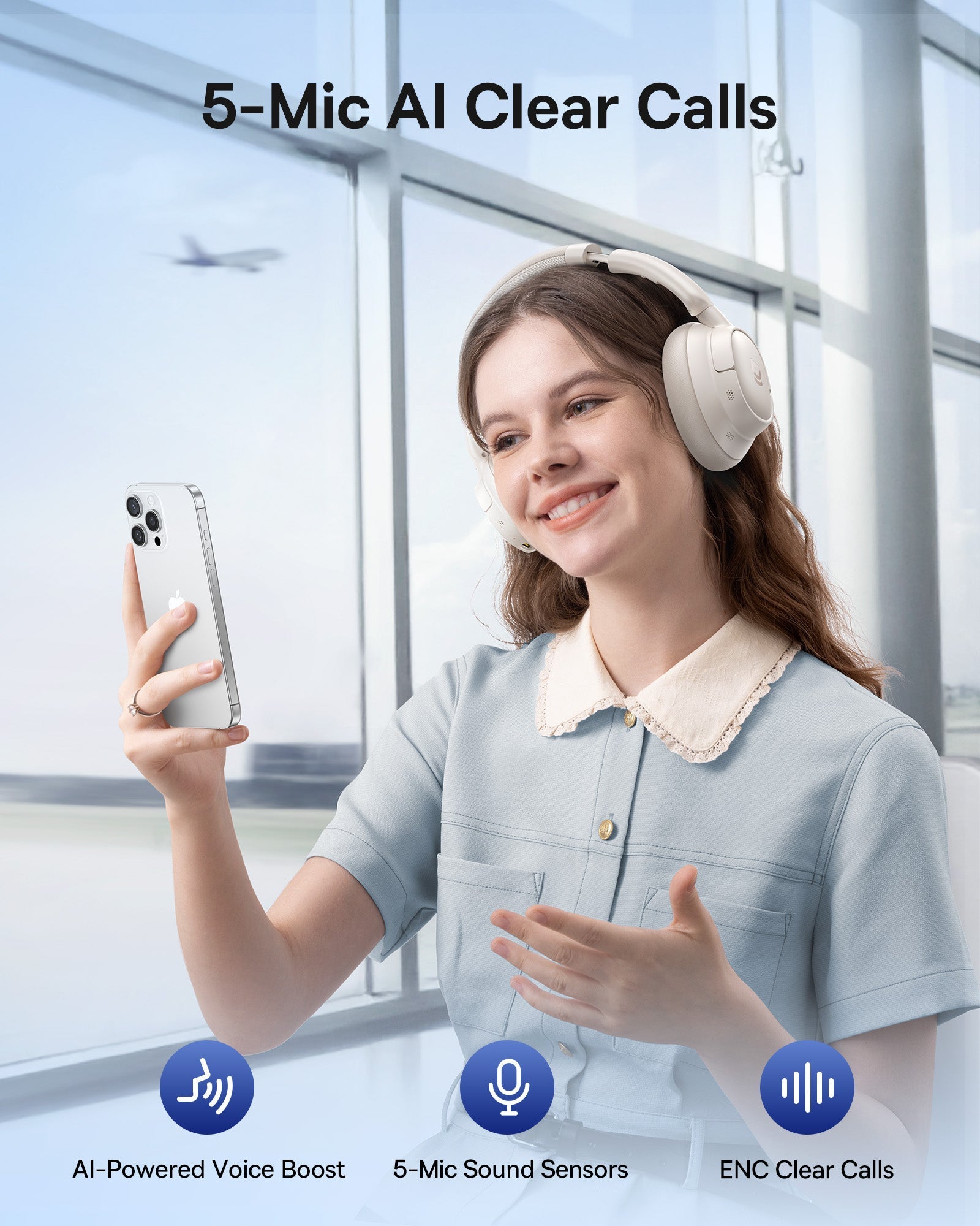 Baseus Bass BH1 NC Wireless Noise Cancelling Headphones - A0203702 - Starlight Off-White