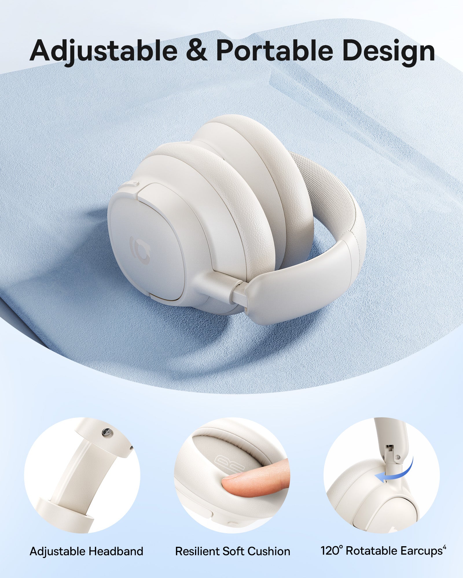 Baseus Bass BH1 NC Wireless Noise Cancelling Headphones - A0203702 - Starlight Off-White