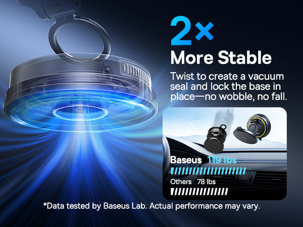 Baseus شاحن سيارة لاسلكي مغناطيسي PrimeTrip VC2 Flex Pro مع قاعدة تثبيت بكوب شفط - C0013F01 - أسود كوني