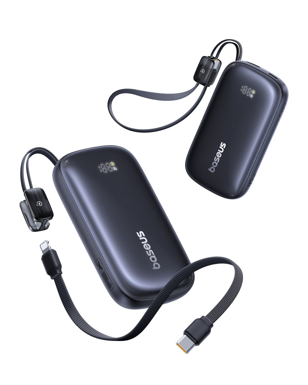 Baseus بنك طاقة EnerFill FC21 QPow3 بسعة 10000 مللي أمبير وقوة 45 واط وشاشة عرض رقمية مع كابل قابل للفصل - E0027Q00 - أسود