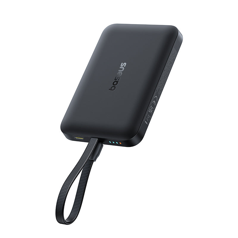 Baseus EnerFill FM11 Magnetic Wirless 15W Power Bank with Built-in USB-C Cable 10000mAh 30W - E0028904 - Cosmic Black