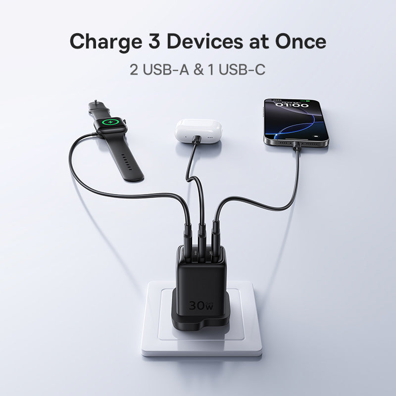 Baseus EnerFill FN11 Fast Charger 2U+C 30W - E0121M03 - Cosmic Black