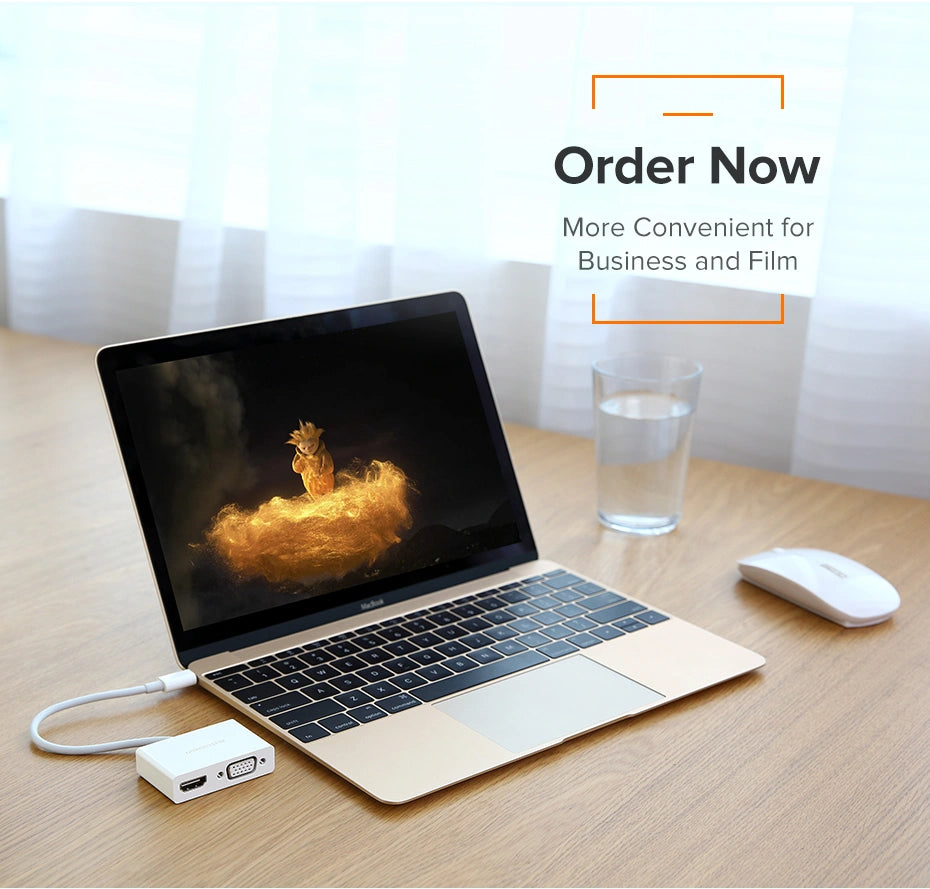 UGREEN USB Type C to HDMI + VGA Converter (White)- MM123